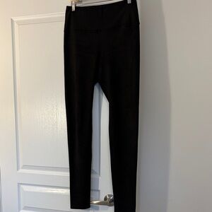 Aritzia Wilfred Faux Suede Velour Black High-Waisted Leggings